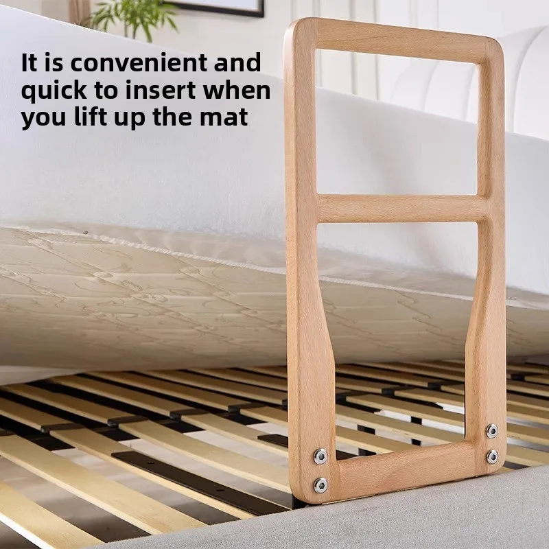 

Elderly Bed Assist Handle Embedded Wooden Safety Rail for Seniors Women Easy Install Non-Slip Grip Weight Capacity 300lbs