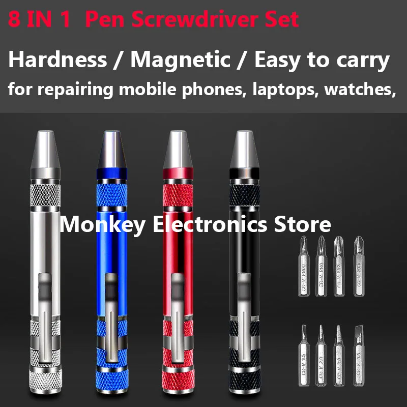 8-in-1 DIY Mobile Phone Repair Tools Removal Driver Aluminium Pen Type Multifunctional 8-in-1 Screwdriver Set