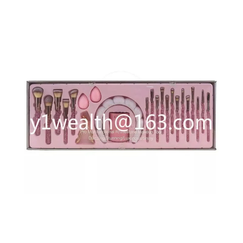 New 23-piece set, diamond setting, diamond makeup brush, diamond headband, eyelash clip, makeup tool.
