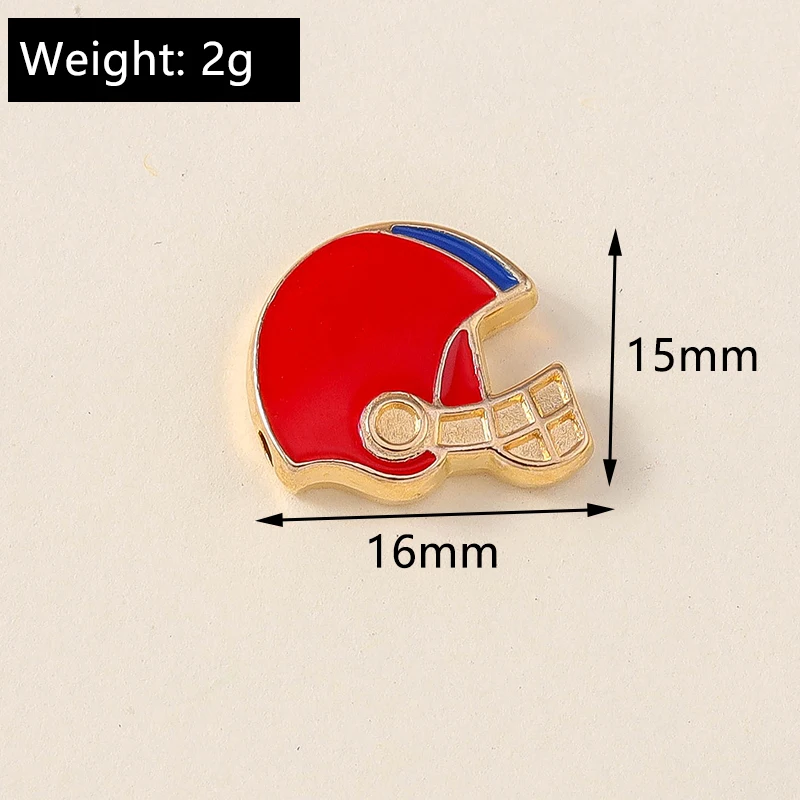 Leslie 10 Stück Emaille American Football Sportanhänger Perlen Rugby Ball Helm Anhänger für Armband Halskette Schmuckherstellung Zubehör – Detail 2
