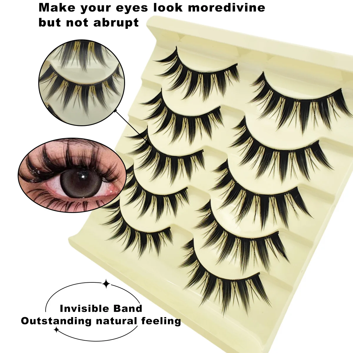 5 أزواج من الرموش السميكة من مانغا، مكياج طبيعي طويل، تأثير عين كبير، رموش بشريط كامل دراماتيكي