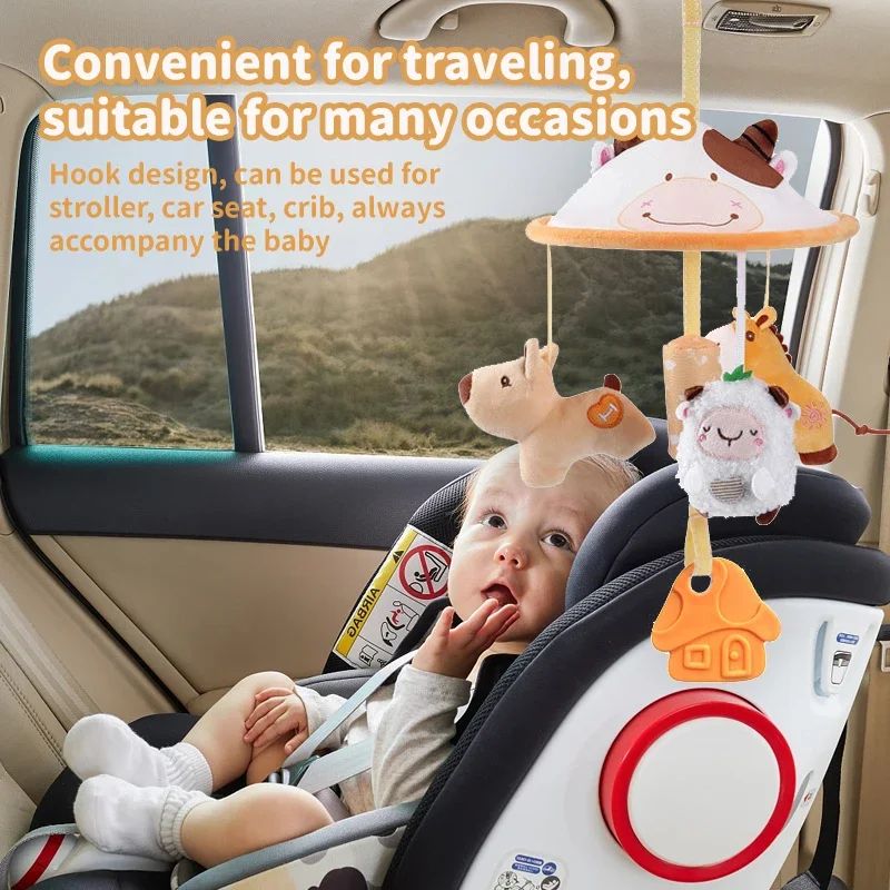 Baby Bedside Removable  Plush Toys Cute Cartoon Animal Soft Ring The Bell Toys  Kids Sensory Toys Baby Stroller Placation Toys