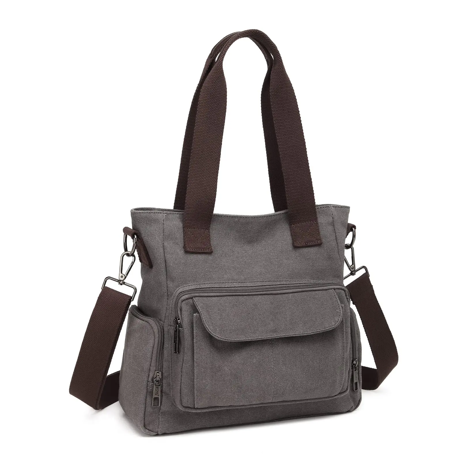 KONO Große Canvas Handtasche für Damen – Robuste, Vielseitige Schultertasche für Arbeit, Reisen und Alltag