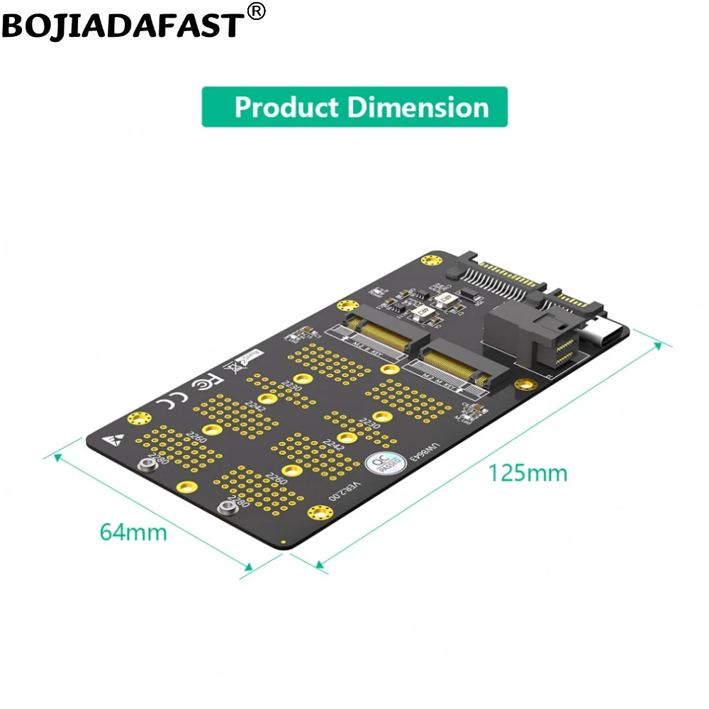 Mini SAS SFF-8643 Connector + SATA 3.0 22PIN Connector to M.2 NGFF Key-M Key-B 2280 M2 NVMe & SATA SSD Converter Adapter Card