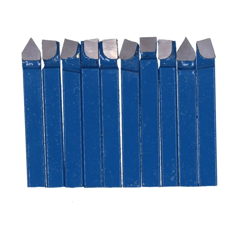 E2 10Pcs Lathe Turning Tools 1/4inch Cemented Carbide High Hardness Accuracy Metal Cutting Tools Set Woodworking Lathe CNC Knife