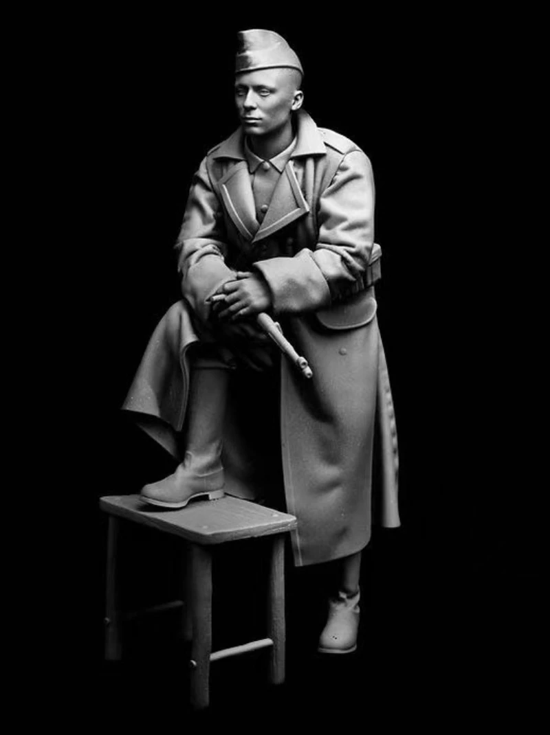 Maßstab 1:16, 120 mm Druckguss-Harzfigur, Modellbausatz, WWII, deutsche Wehrmacht (2 Köpfe), Miniaturspielzeug, unmontiert, unbemalt, DIY-Diorama