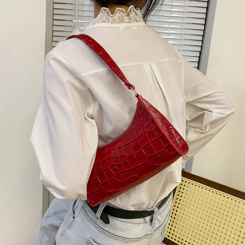 Moda sacos de couro do plutônio para as mulheres jacaré padrão axila bolsa feminina pequena axilas saco do mensageiro bolsa ombro bolsas