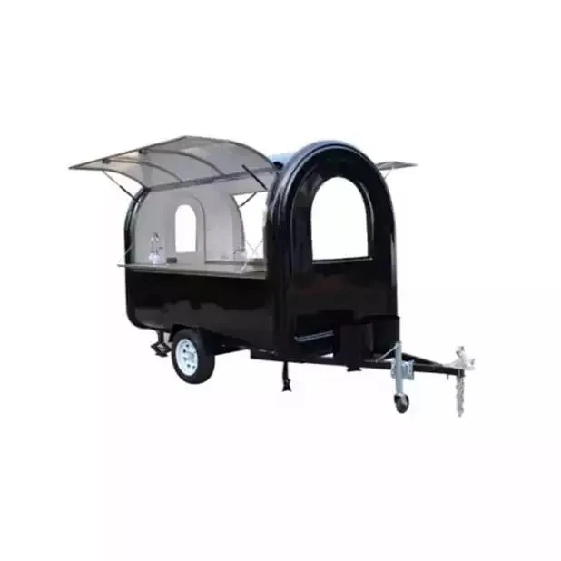 عربة طعام بشعار مخصص مع لوحة قائمة متعددة اللغات، مثالية للوجهة السياحية في جميع أنحاء العالم