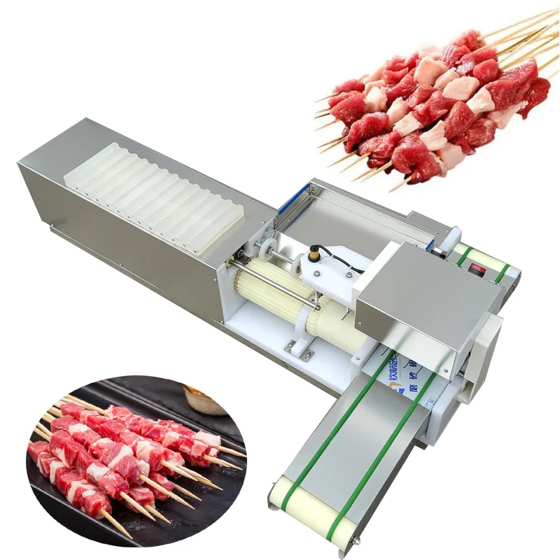 

Electric BBQ Meat Skewers Making Machine For Lamb Beef Squid Slices Vegetable Roll Automatic Skewer Machine