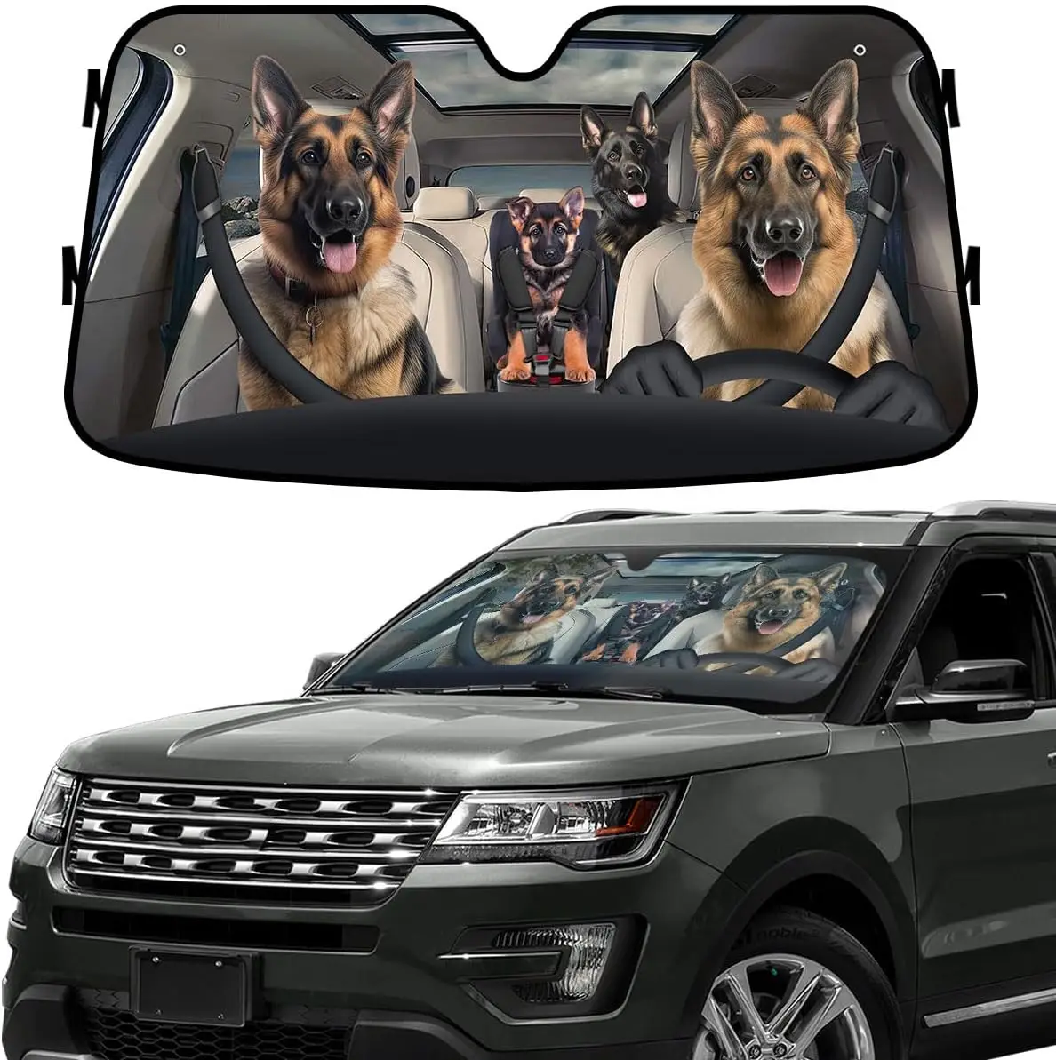 

Солнцезащитный козырек на лобовое стекло немецкой овчарки 55x30 дюймов, автомобильный козырек с защитой от ультрафиолета, рождественский декор