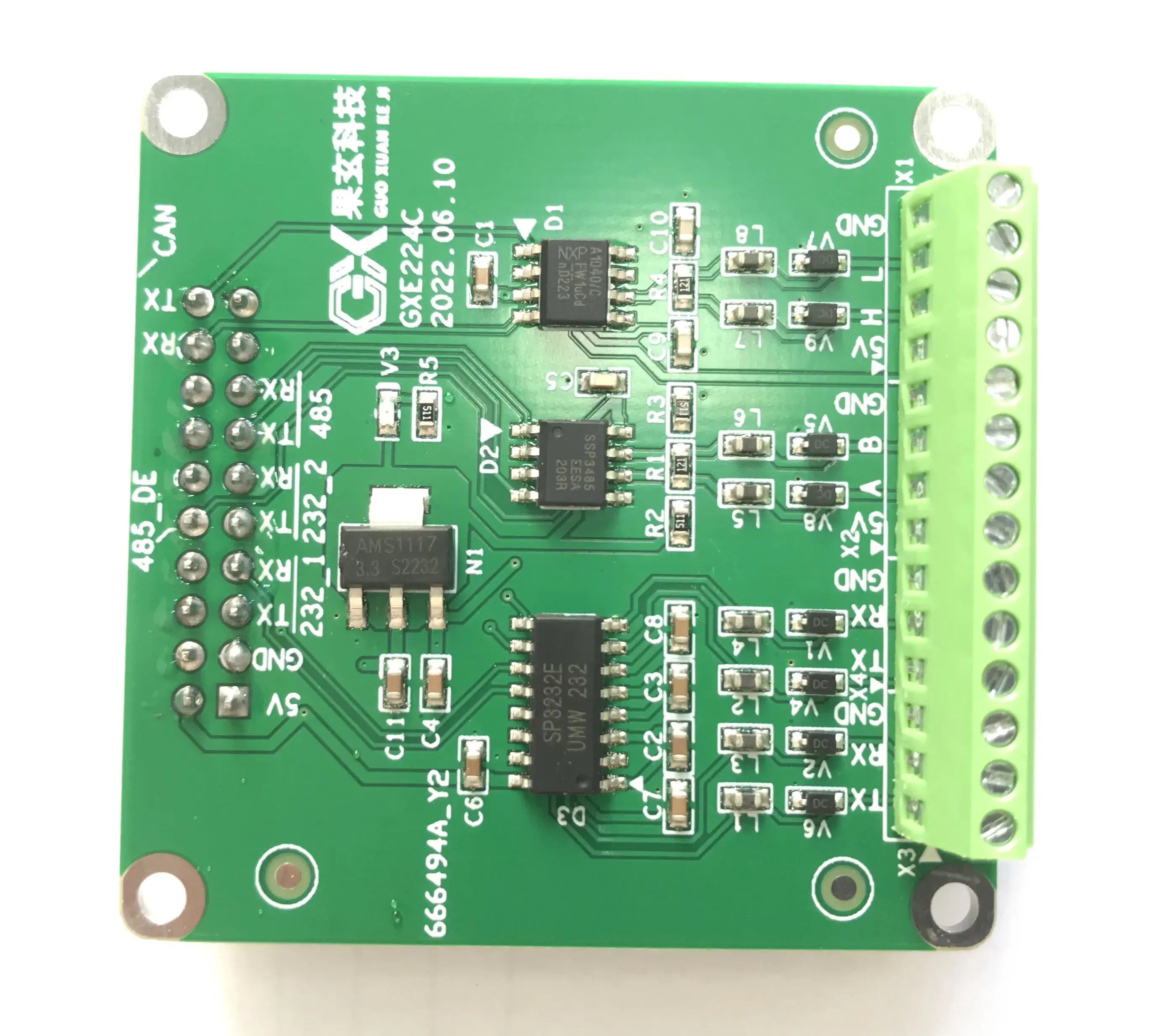 TopESsRS232, RS485 CAN Expansion Module Three-in-one Serial Port Conversion Development Board