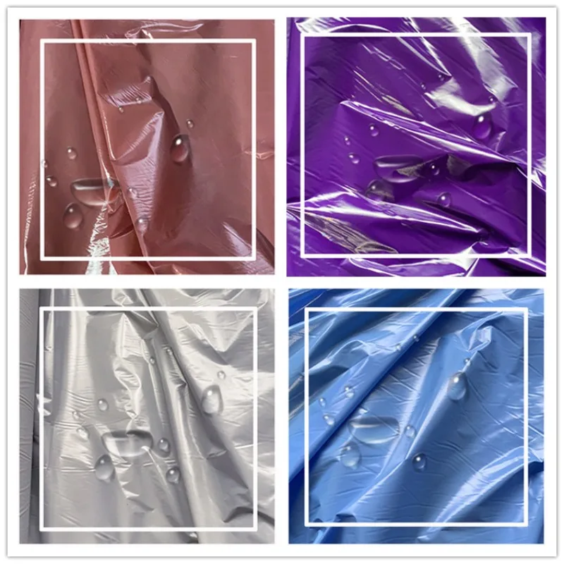 Glossy PU Waterproof Down Jacket Fabric By The Meter for Clothing Jacket Pants Slippers Luggage Bag DIY Sewing Cloth Soft Red