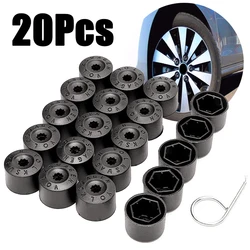 20Pcs Car Wheel Hub Covers 17mm Universal Auto Hub Tire Anti-Rust Dust Proof Caps Screw Cap Nut Bolt Protector Auto Accessories