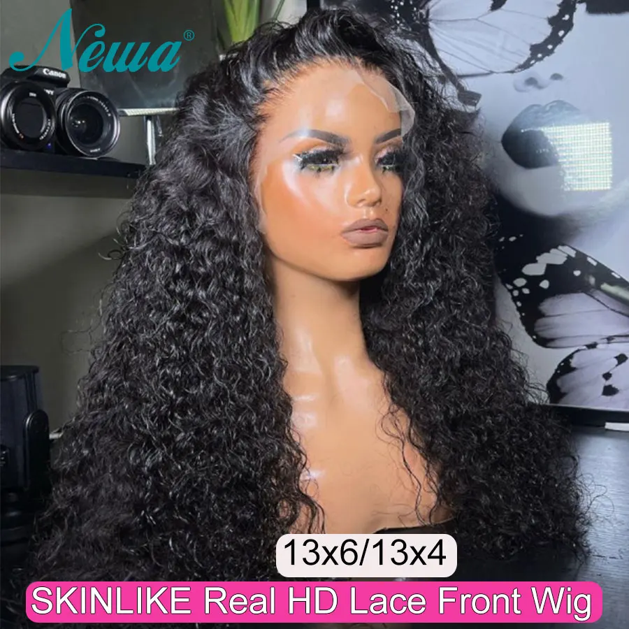 Newa Hair 13x6 HD Lace Frontal Wig 250 Density Curly HD Lace Front Human Hair Wigs 13x4 Pre Plucked Bye Bye Knots Wig For Women