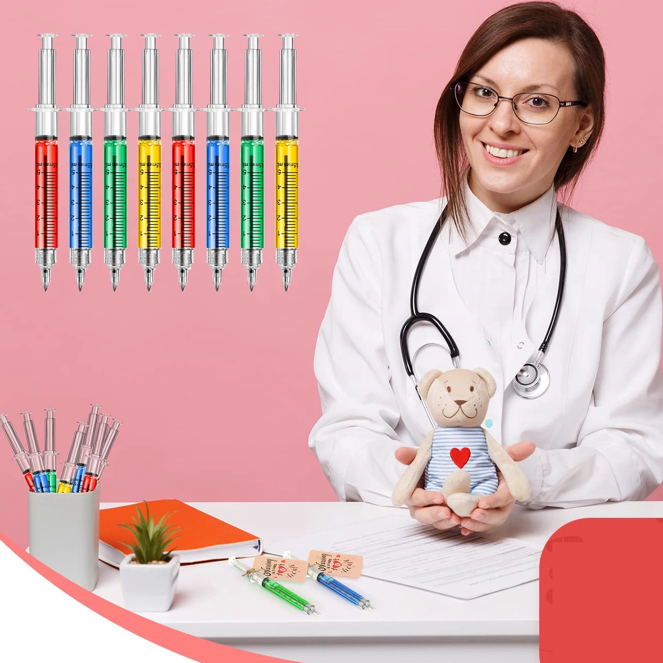 48pcs Injection Type Ball Point Pen Doctor Nurse Gift Liquid Pen Color Syringe Pens Wholesale