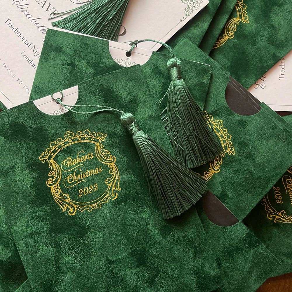 Spersonalizowana karta z zaproszeniem formalne na wesele urodziny Quinceanera z podziękowaniami, wysokiej klasy klasyczna koperta ozdobiona aksamitem