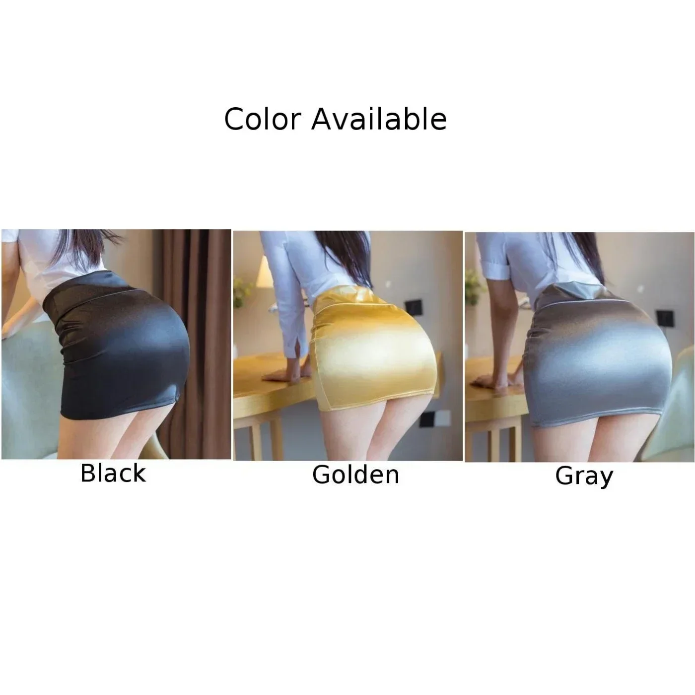 Women Sexy Silky Plain Smooth Ultra Short Skirt Elastic Bodycon Package Wrapped Hip Skirt Clubwear Solid Slim Skirt For Ladies