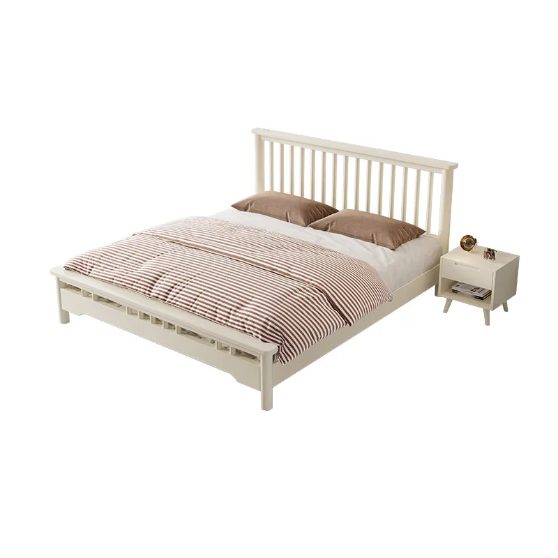 

Nordic retro solid wood bed, master bedroom 1.8 meters double bed, modern simple, small apartment