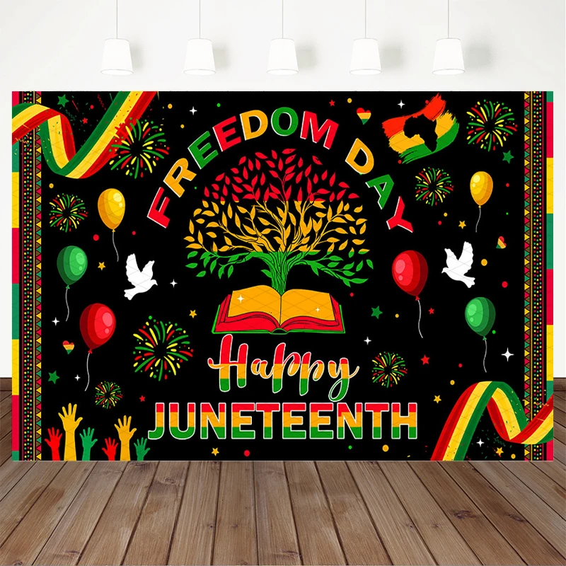 Mocsicka Happy Juneteenth Freedom Day Backdrop Black History Celebration Photography Background African American Party Banner