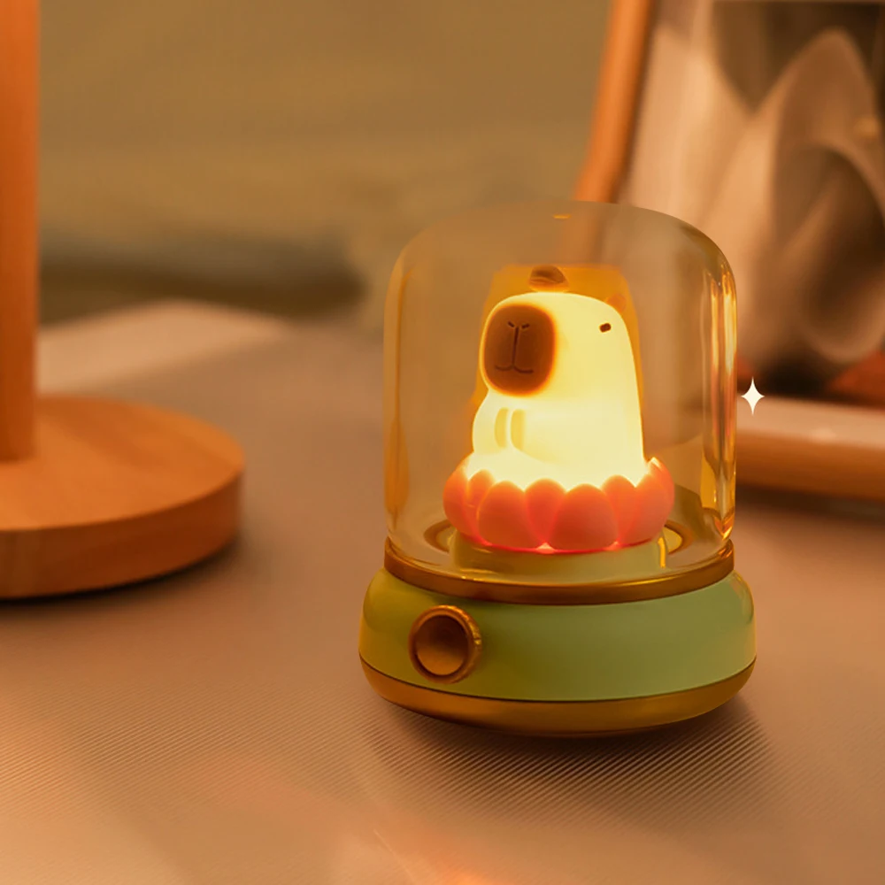 Flameless Candles Night Light Cute Capybara Kerosene Sleeping Nightlights Dimmable 2 Lighting Modes Bedside Lamp For Kid Bedroom