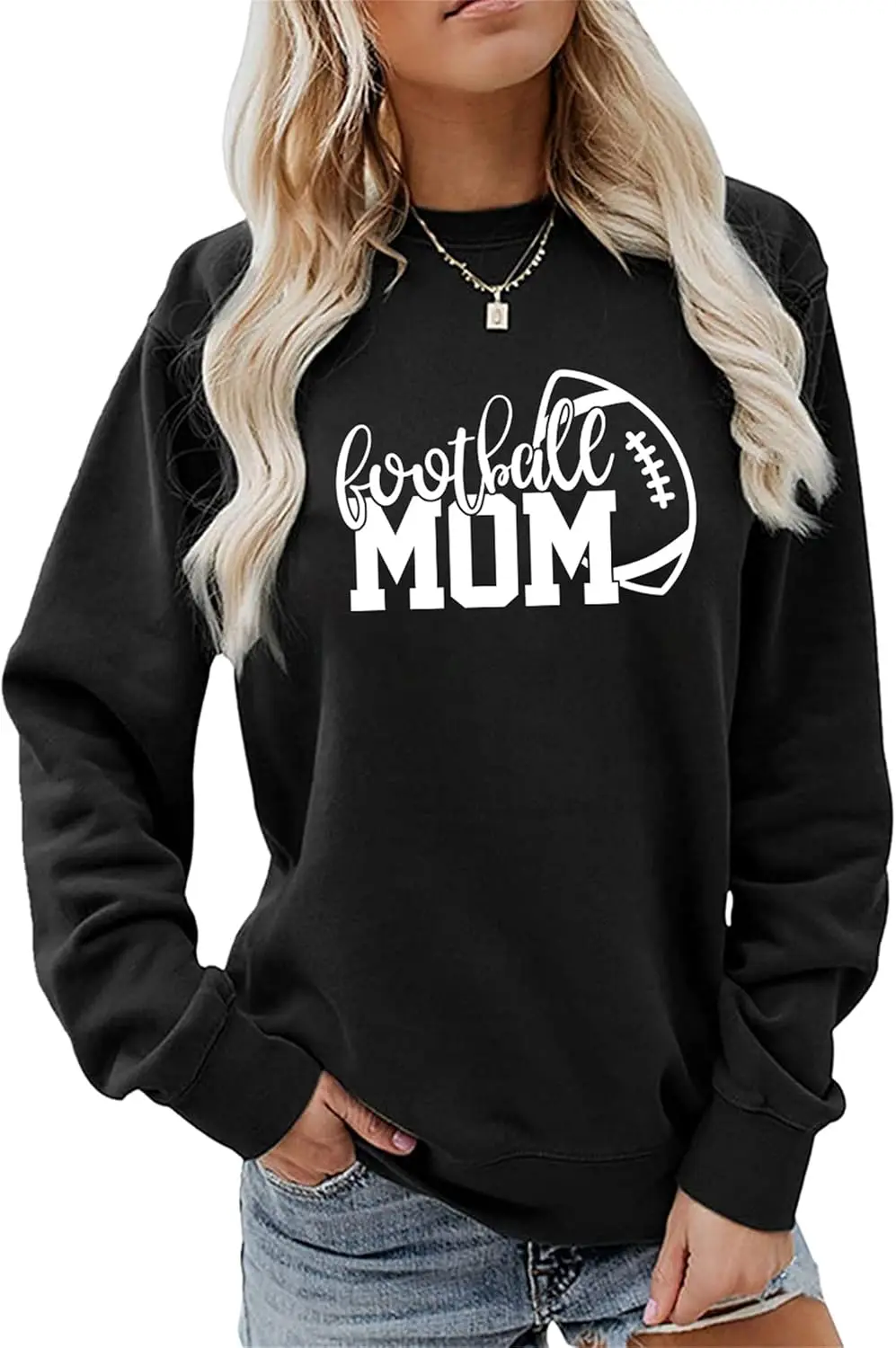 

Football Mom Sweatshirt Women Crewneck Football Printed Pullover Casual Fall Sport Football Mom Long Sleeve