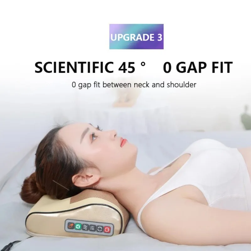 Almohada de masaje eléctrica multifuncional, masajeador de salud para el cuello, dispositivo relajante