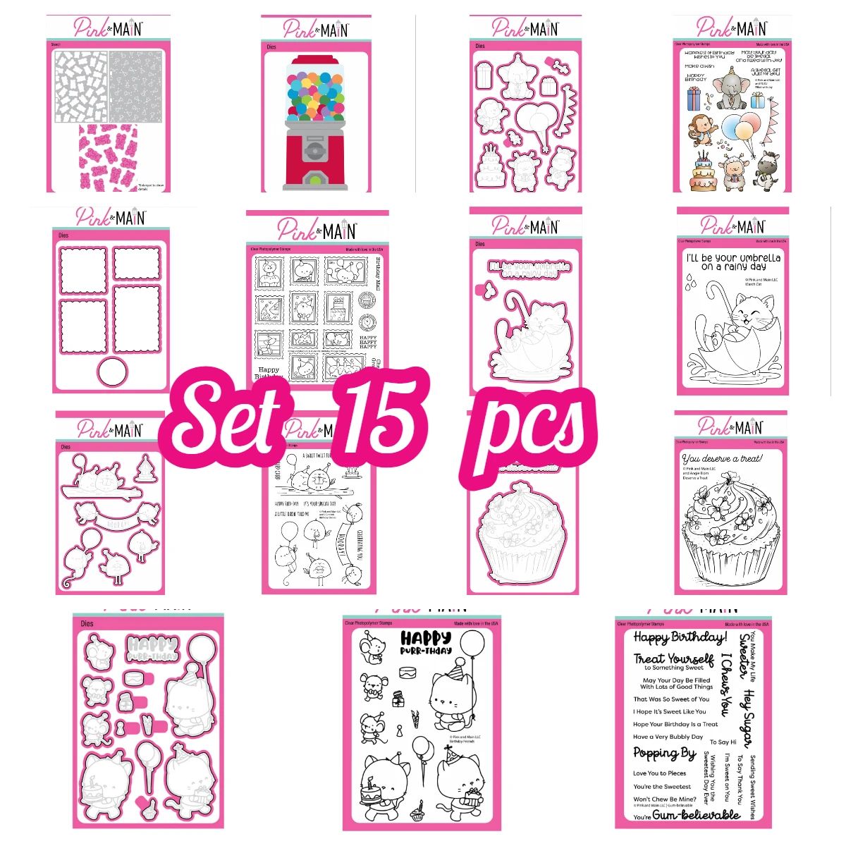 

April 2026new Pink Main Birthday Friends Cat Gummy Bear Stencils Metal Cutting Dies for DIY Handmade Scrapbook Photo Album Diary