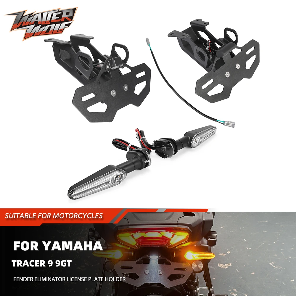 

Motorcycle Rear Tail Tidy License Plate Holder Fender Eliminator LED Turn Signal Light Indicator For Yamaha Tracer 9 9GT T9 2025