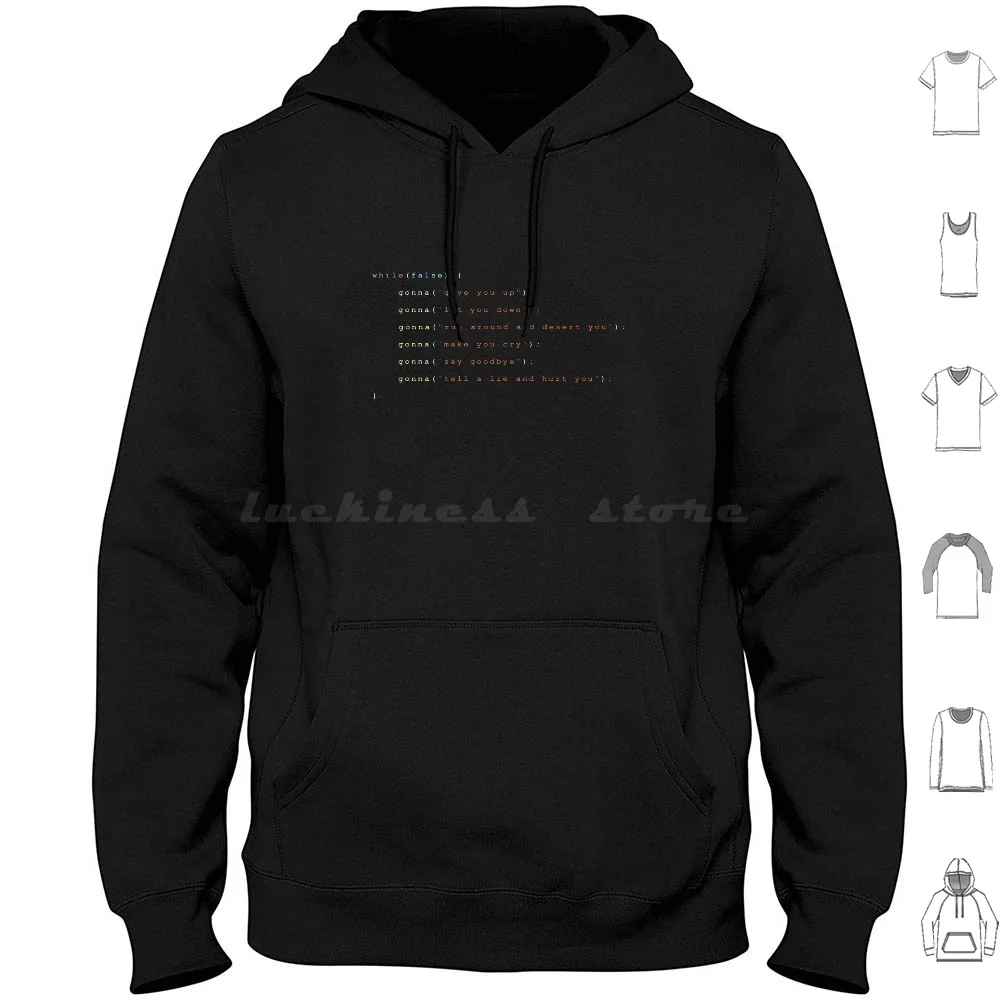 Never Gonna Give You Up Full Chorus Color Hoodie Cotton Long Sleeve Programmer Coder Software Webdeveloper Developer Engineer