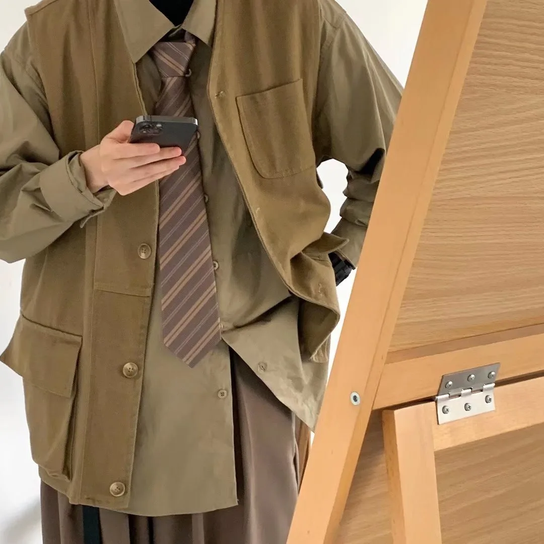 

Workwear jacket men's spring and autumn trend retro vest jacket vest vest vest
