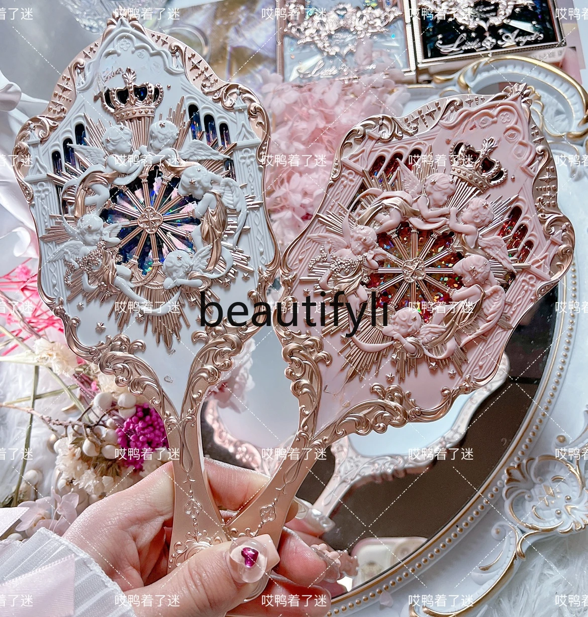 New color window little angel peripheral perfume storage box handheld mirror goblet for girlfriend