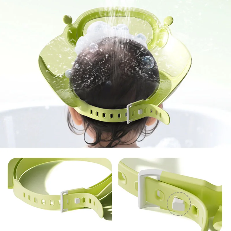 아기 샴푸 캡 조절 가능한 머리 둘레 어린이 목욕 모자 눈 귀 보호 샤워 캡 방수 반투명 시각화