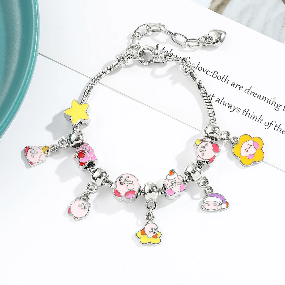 Cartoon Anime Classic Game Kirby Charms Bracelets Metal Enamel Beads Pendant Hand Chains Bangle Jewelry Gifts For Girl