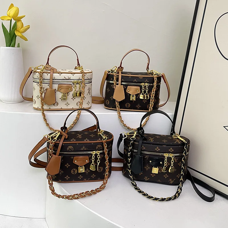 حقيبة دلو كلاسيكية مونوغرام، محفظة كروس خفيفة الوزن للنساء، حقيبة كتف مدمجة بمقبض علوي، حقيبة متعددة الاستخدامات ​