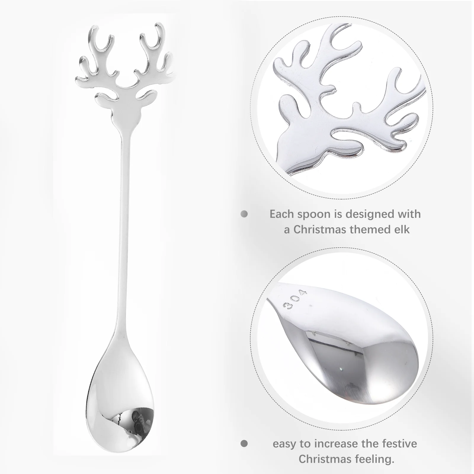 2 Pcs Christmas Spoon Coffee Spoons Stirring Xmas Silverware Stainless Steel Scoops Gift Unique Mixing