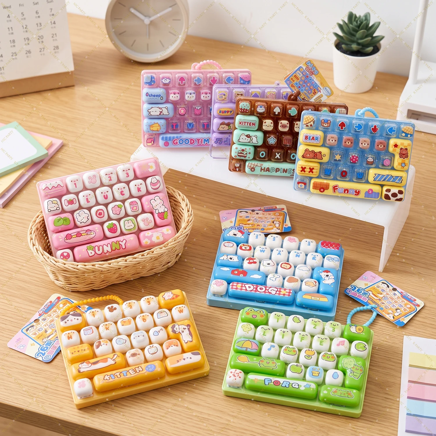 26Key Keyboard Theme Party Keychains Clicker Anxiety Relief Bag Backpack Ornaments Antistress Keyboard Shaped Relaxation Gift