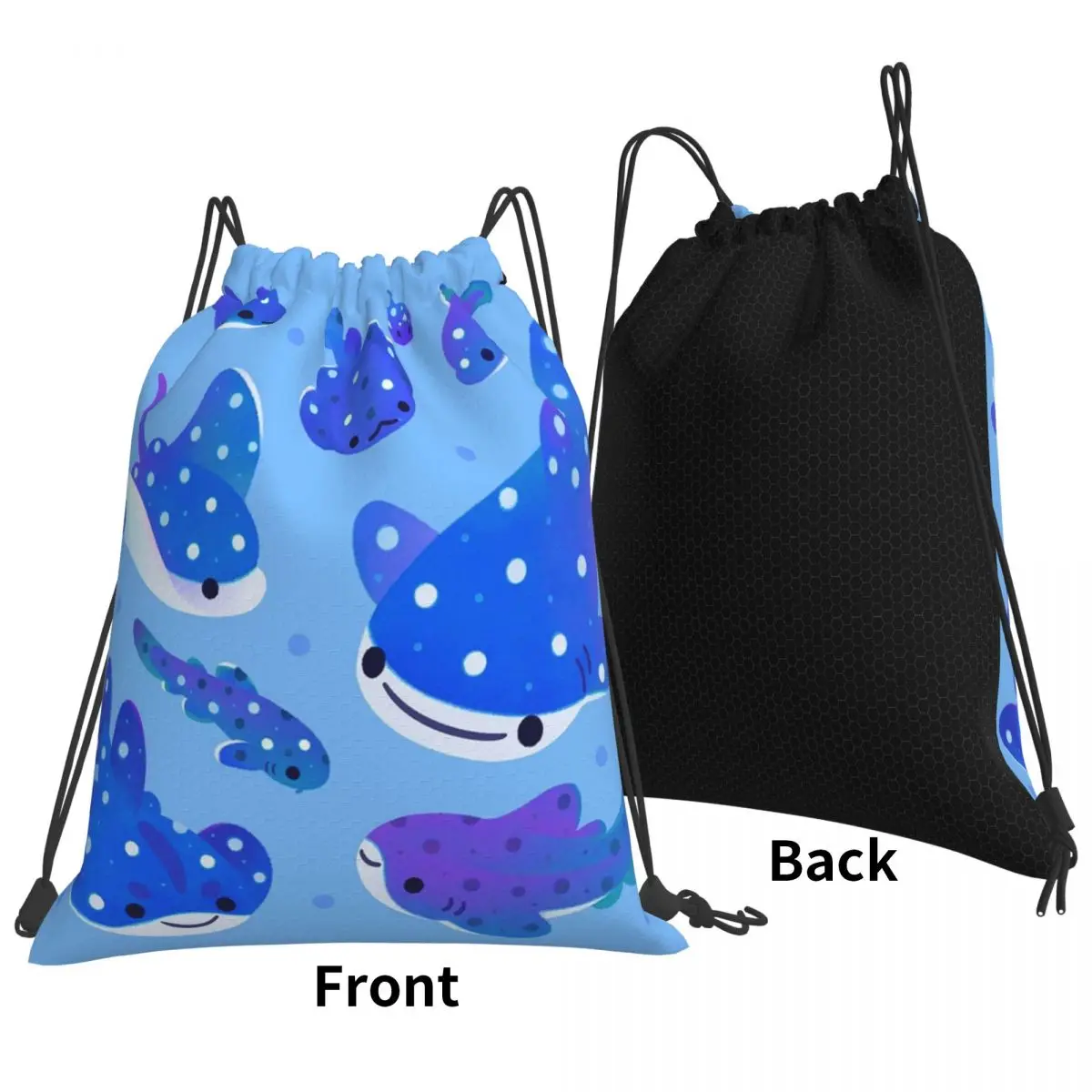 Polka Dot Shark Backpacks Multi-function Drawstring Bags Sports Bag Book Bags for Travel Students