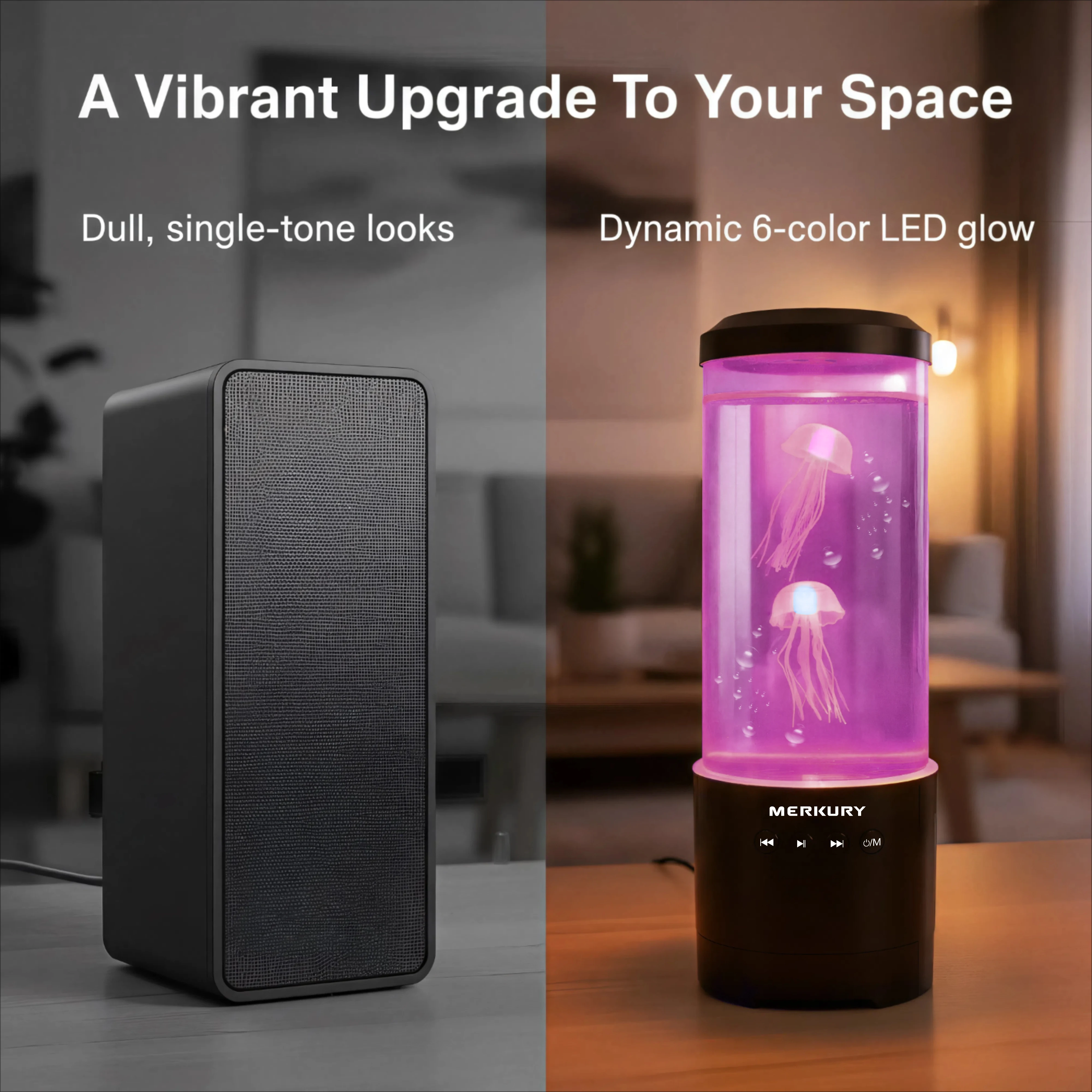 Color-changing LED Night Light Simple Bubble Cylindrical Simulation Fish Tank Home Decoration  with Sound and Bluetooth