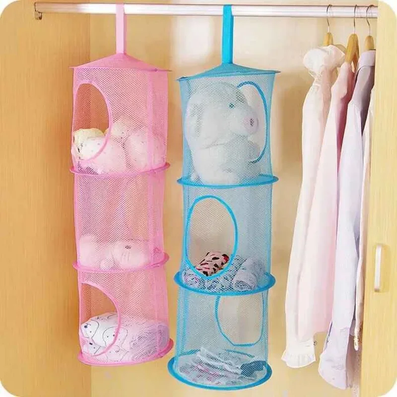 3 Shelf 75cm X 26cm Hanging Storage Net Kids Toy Organizer Basket Bedroom Wall Door Closet Organizers Basket for Toys