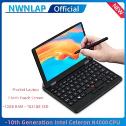 Mini laptop com tela sensível ao toque e bluetooth 4.2, 7 polegadas, 12g, 1 também, n4000, ips, portátil, netbook, ganhar 10 pro, micro computador