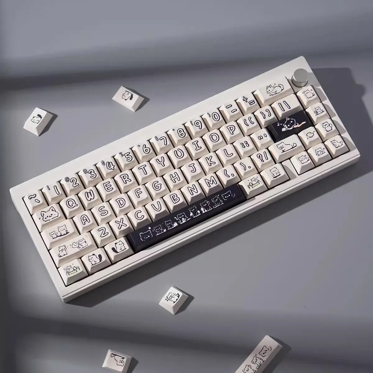 1 Set Graffiti Cat Keycap Cherry Profile Keycaps PBT Dye Sublimation Key Cap For Keyboard Keychron Q2 K2 Anne GH60 GK64 Poker 96