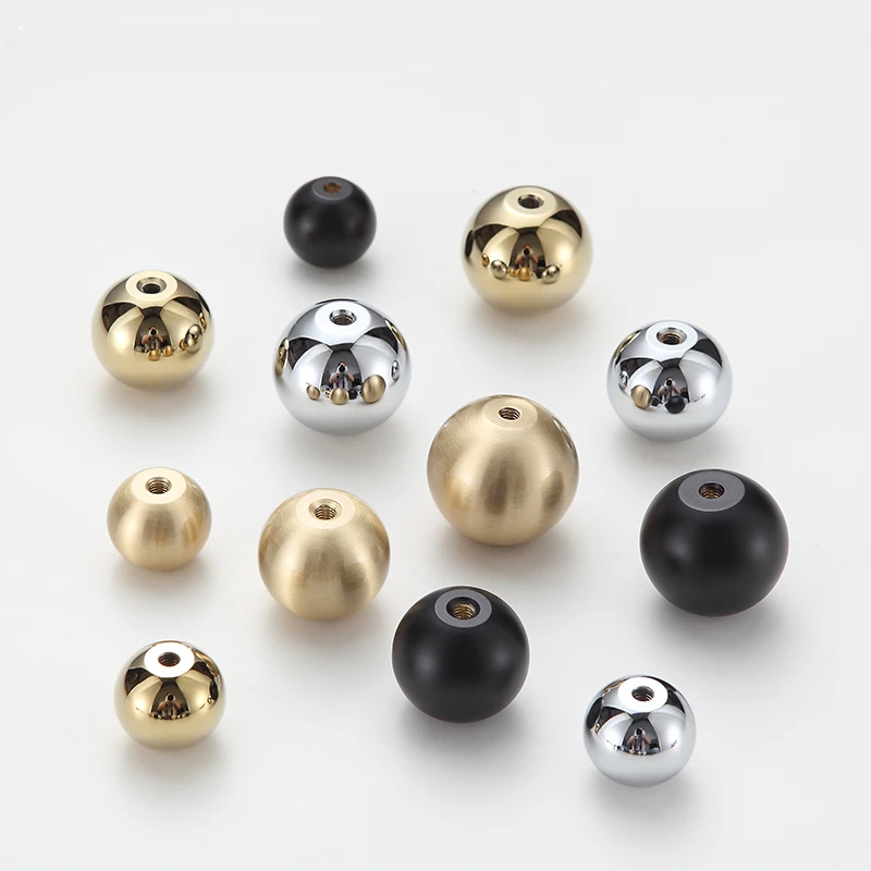 Round ball handle cabinet door brass French silver wardrobe circular single hole black drawer cabinet gold handle