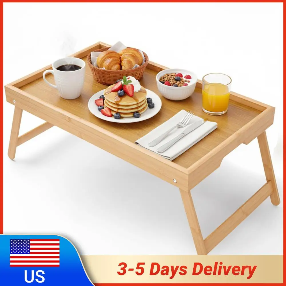 

Бамбуковый столик-поднос для кровати со складными ножками, подставка для ноутбука, поднос для закусок (натуральный)