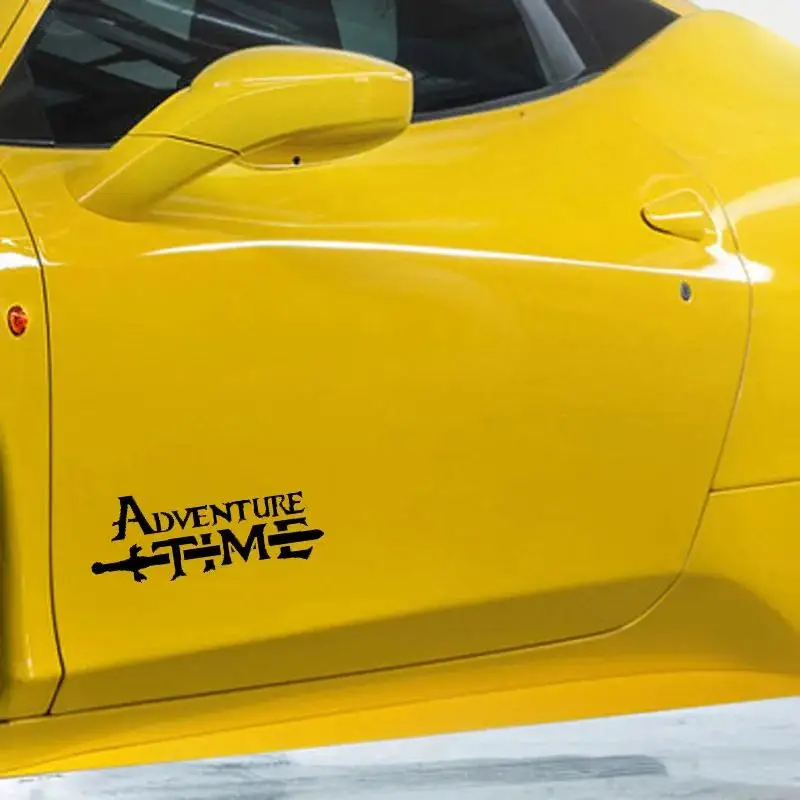 

1 шт. черно-белая наклейка с надписью «ADVENTURE TIME» — самоклеящаяся, водонепроницаемая | Декор для ноутбука в машину