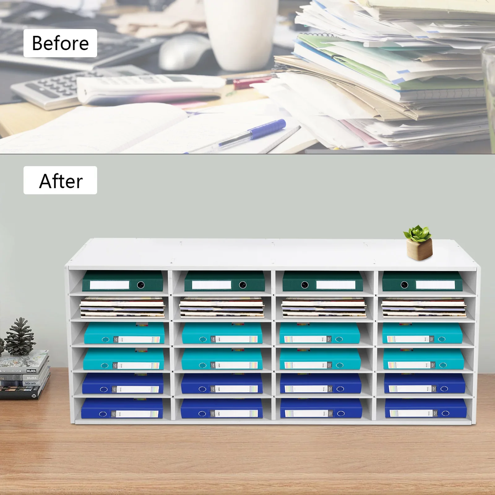 24 Slots, 6 Rows, 4 Columns File Classification Cabinet for office school to store office supplies, folders, personal items