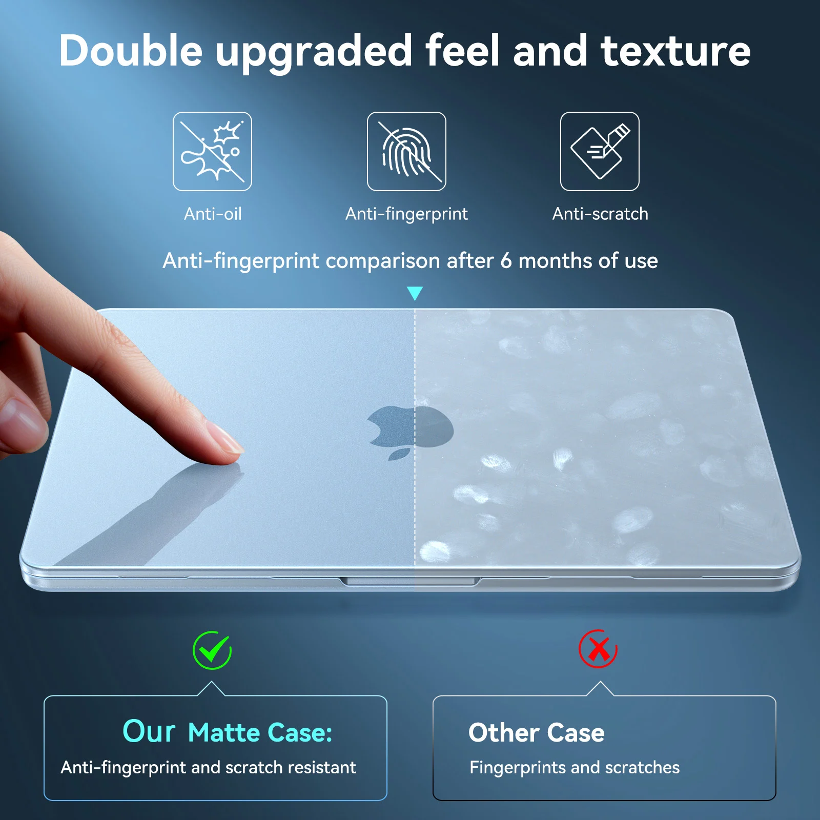 Etui na laptopa 2026 Macbook Air 13.6 cala M5 M4 M3 M2 2026-2022 A3449 A3240 A3113 A2681, Matowe etui do Air 13.6 – Błękitne — zdjęcie produktu 6
