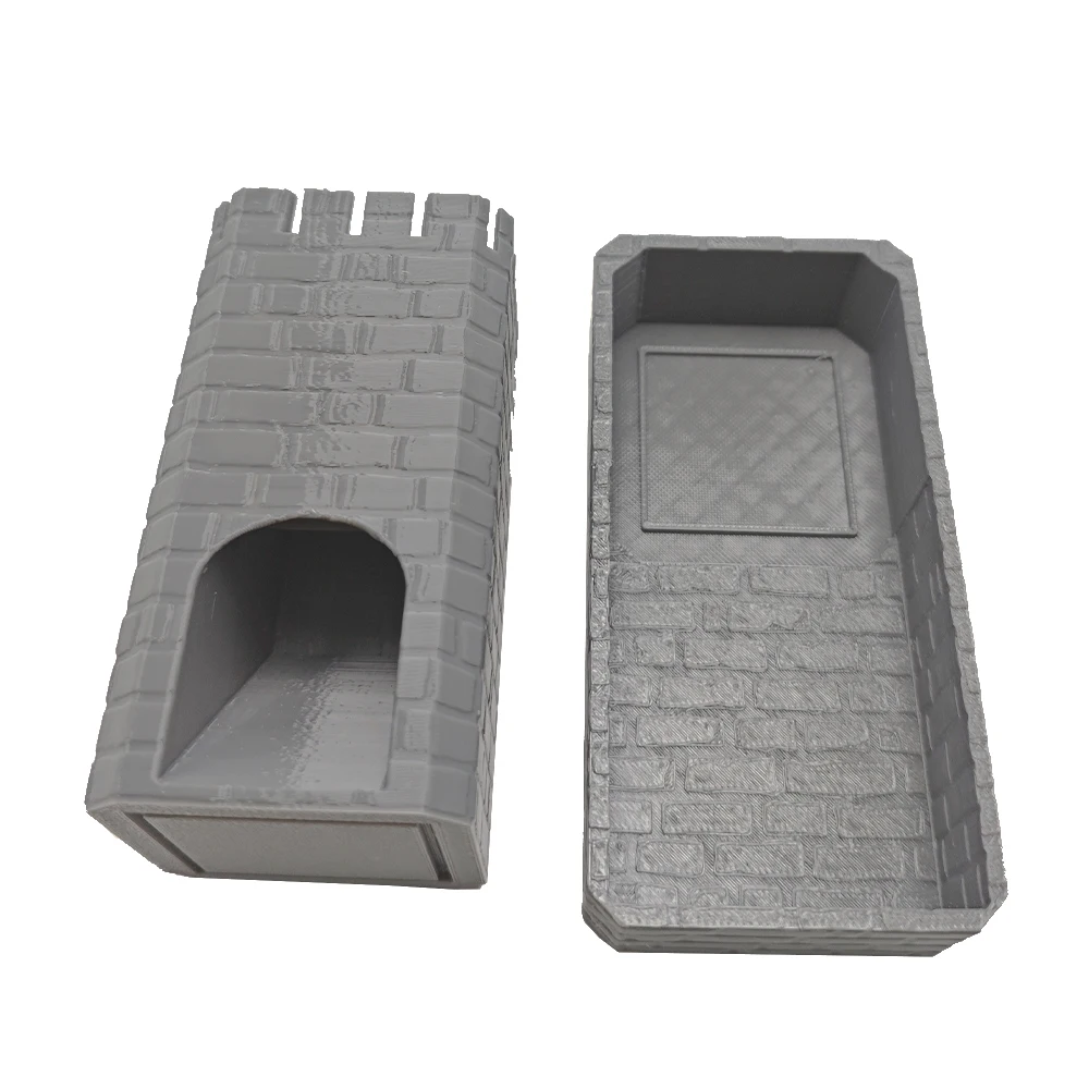 DND Square Medieval Dice Tower Twister Accessory for Role Playing Board Games Tabletop Rolling Castle Tray Portable Travel with