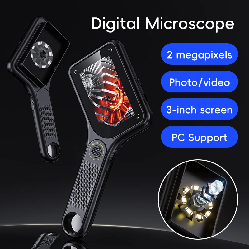3.0Inch Screen 2MP 1080P 500x Digital Microscope CMOS Borescope Handheld Endoscope Camera Inspection Otoscope Magnifier