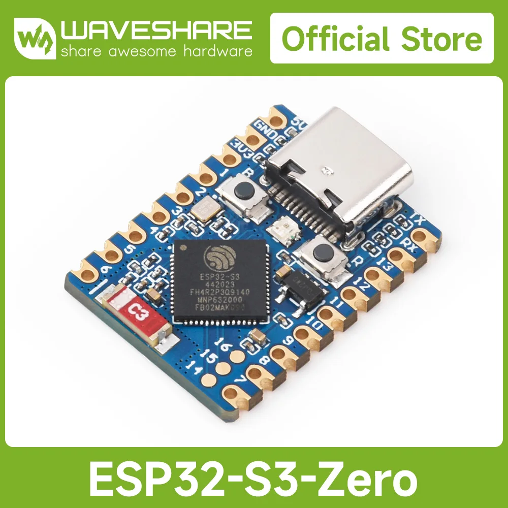 

【Официальная гарантия】 Мини-плата разработки Waveshare ESP32-S3, на основе двухъядерного процессора ESP32-S3FH4R2, микроконтроллера