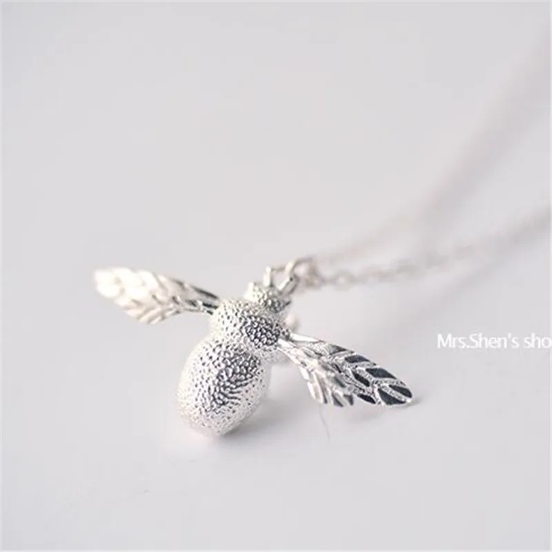 New Beautiful Simple Personality Exquisite 925 Sterling Silver Fashion Jewelry Cute Little Bee Sweet Pendant Necklaces XL095 view 4
